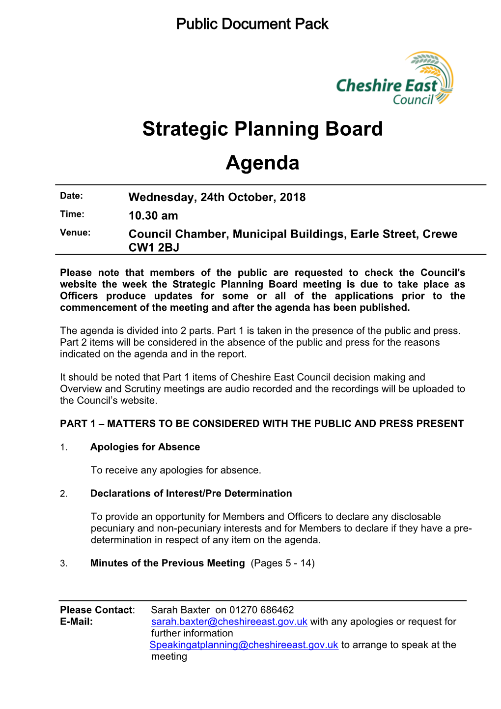 (Public Pack)Agenda Document for Strategic Planning Board, 24/10/2018 10:30