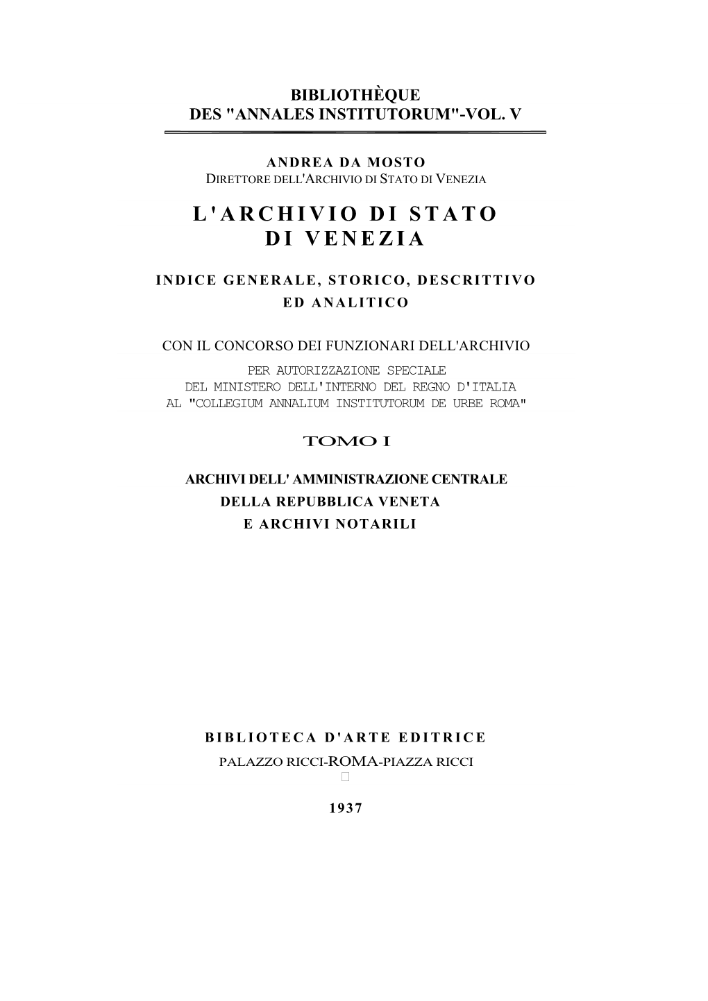 L'archivio Di Stato Di Venezia L'archivio Di Stato Di Venezia