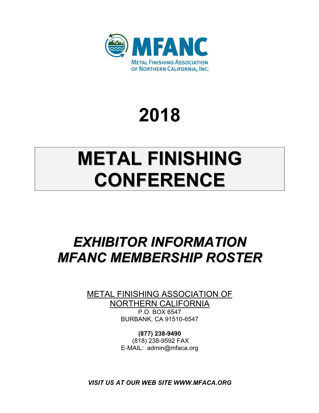2018 Metal Finishing Conference September 27, 2018