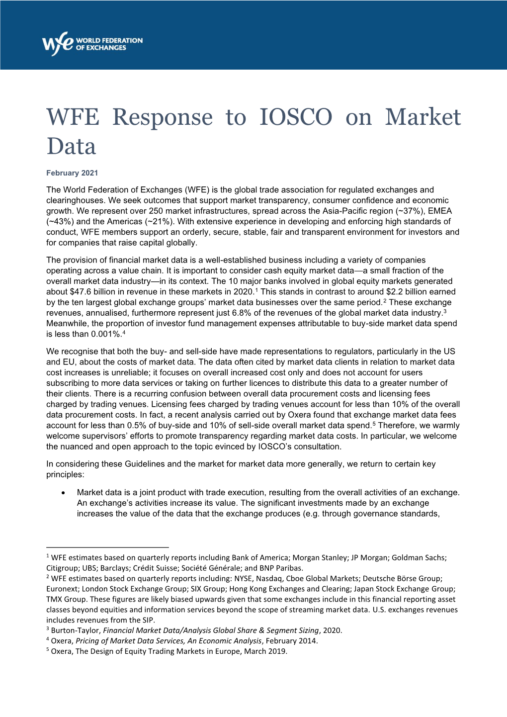 WFE Response to IOSCO on Market Data