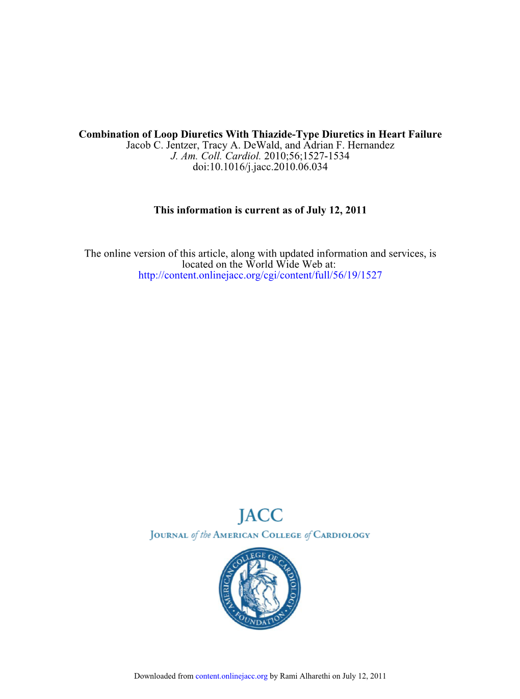 Combination of Loop Diuretics with Thiazide-Type Diuretics in Heart Failure Jacob C