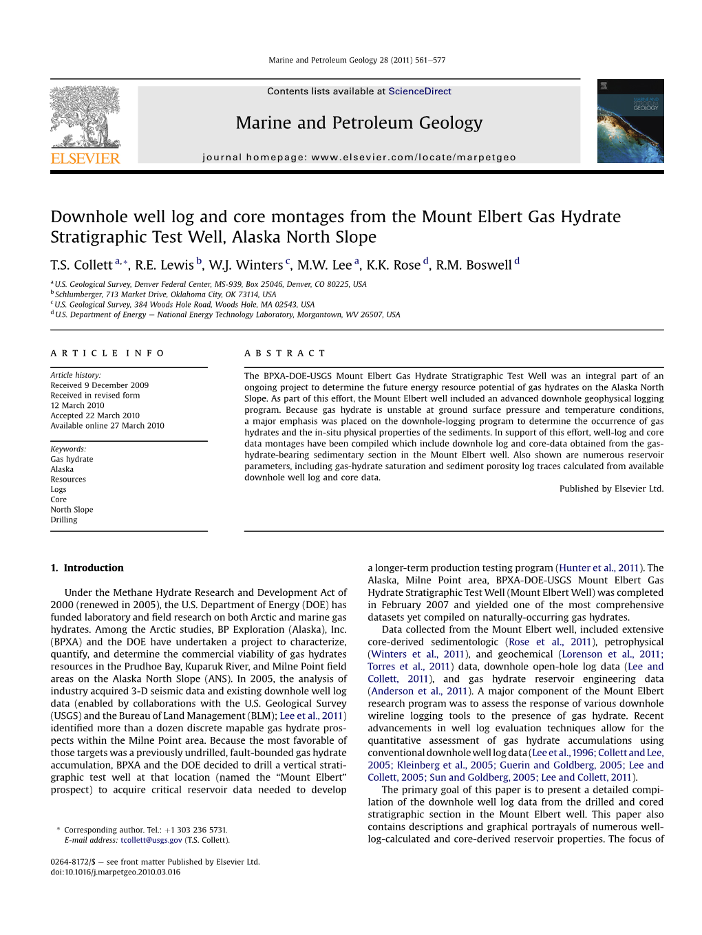 Downhole Well Log and Core Montages from the Mount Elbert Gas Hydrate Stratigraphic Test Well, Alaska North Slope