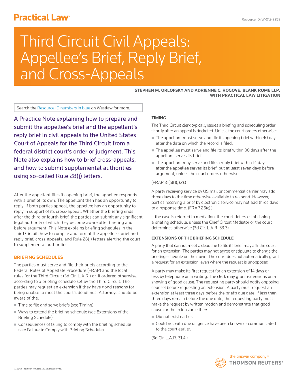 Third Circuit Civil Appeals: Appellee's Brief, Reply Brief, and Cross-Appeals