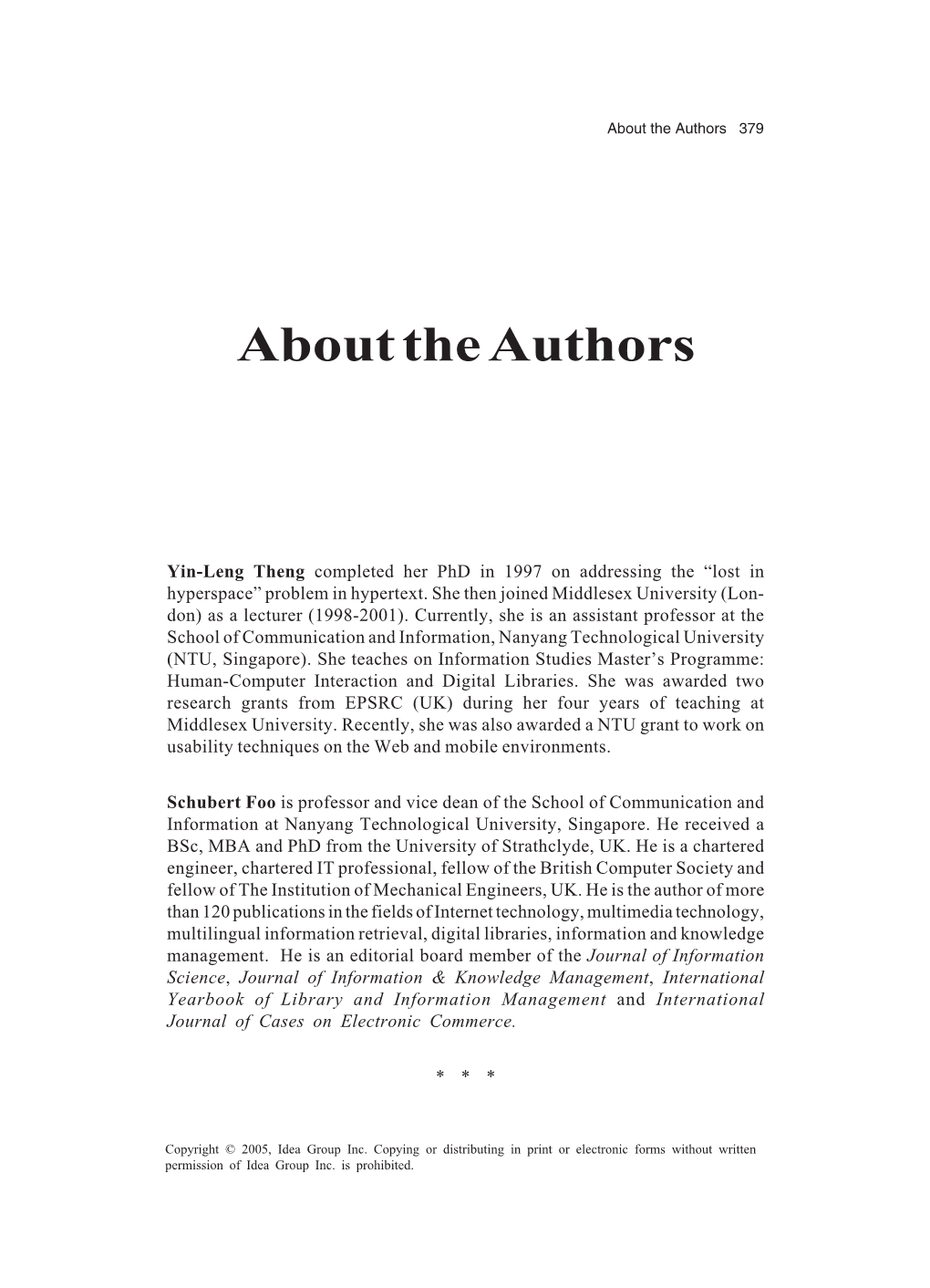 About the Authors 379