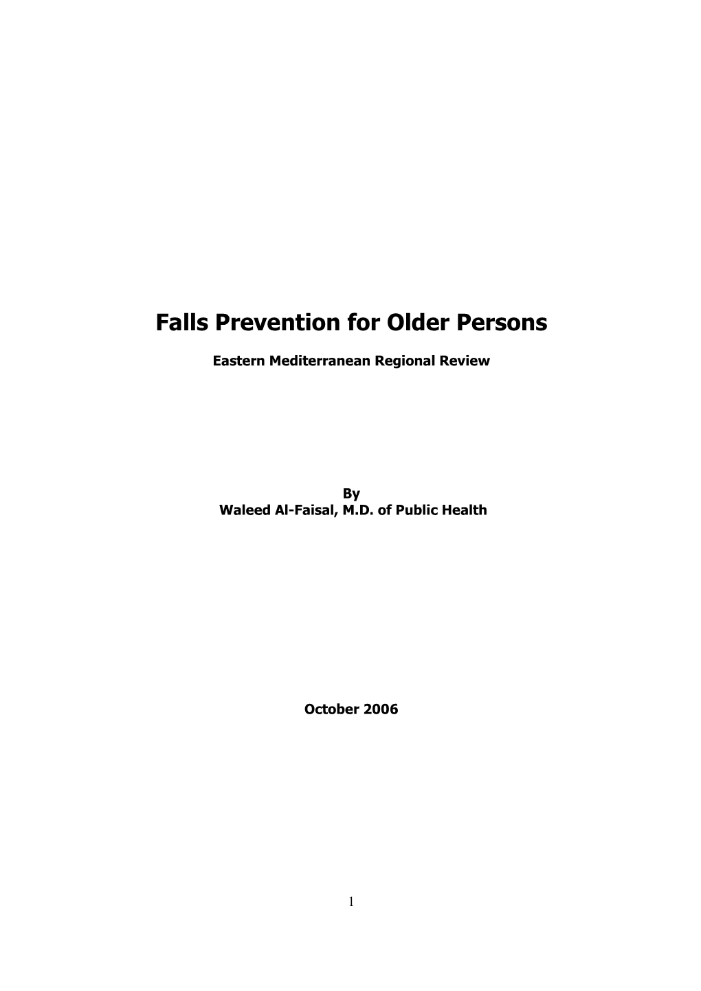 Falls Prevention for Older Persons