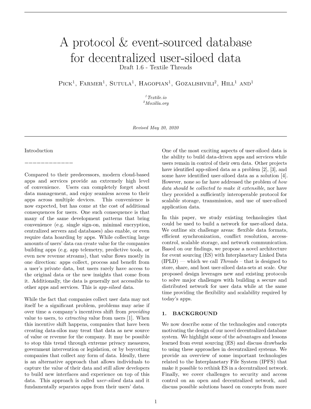 A Protocol & Event-Sourced Database for Decentralized User-Siloed Data