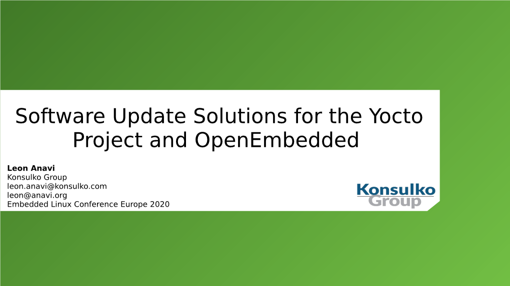 Software Update Solutions for Yocto and Openembedded