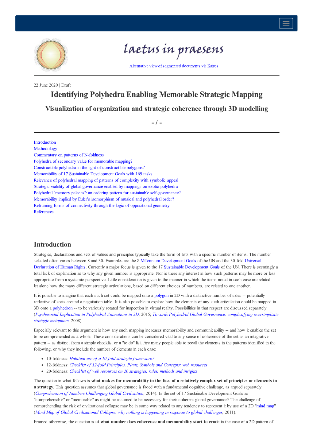 Identifying Polyhedra Enabling Memorable Strategic Mapping Visualization of Organization and Strategic Coherence Through 3D Modelling - /