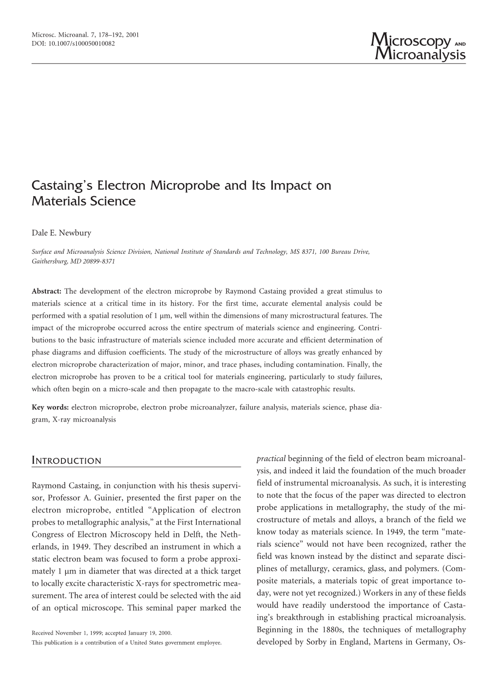 Castaing's Electron Microprobe and Its Impact on Materials Science