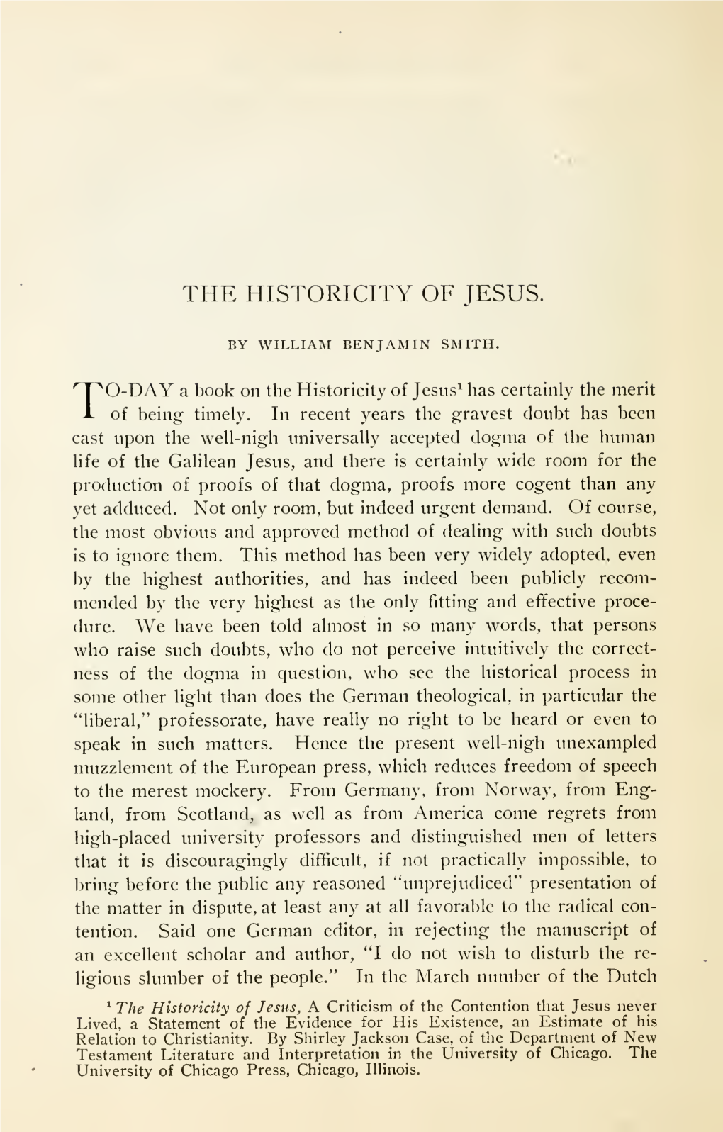 The Historicity of Jesus