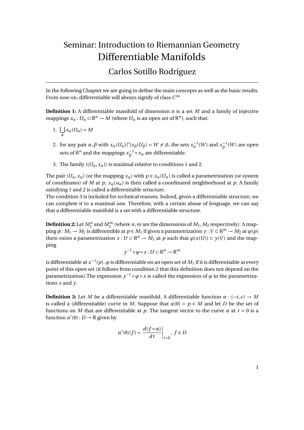 Differentiable Manifolds Carlos Sotillo Rodríguez