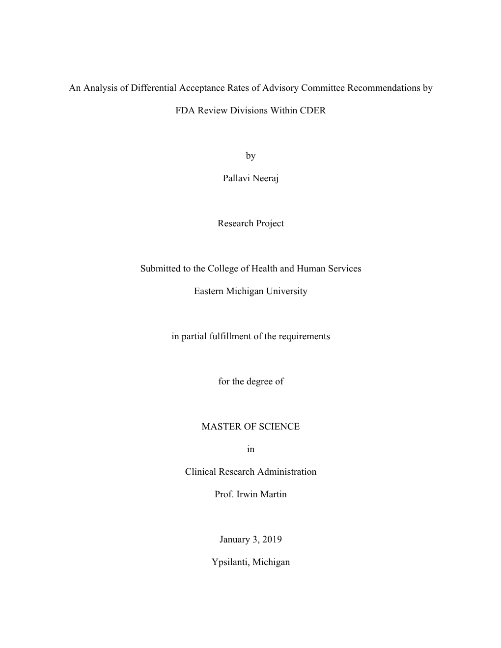 An Analysis of Differential Acceptance Rates of Advisory Committee Recommendations By