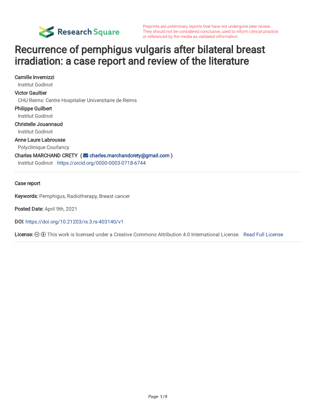 Recurrence of Pemphigus Vulgaris After Bilateral Breast Irradiation: a Case Report and Review of the Literature