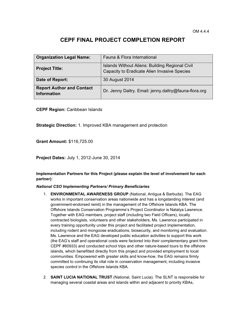 Cepf Final Project Completion Report