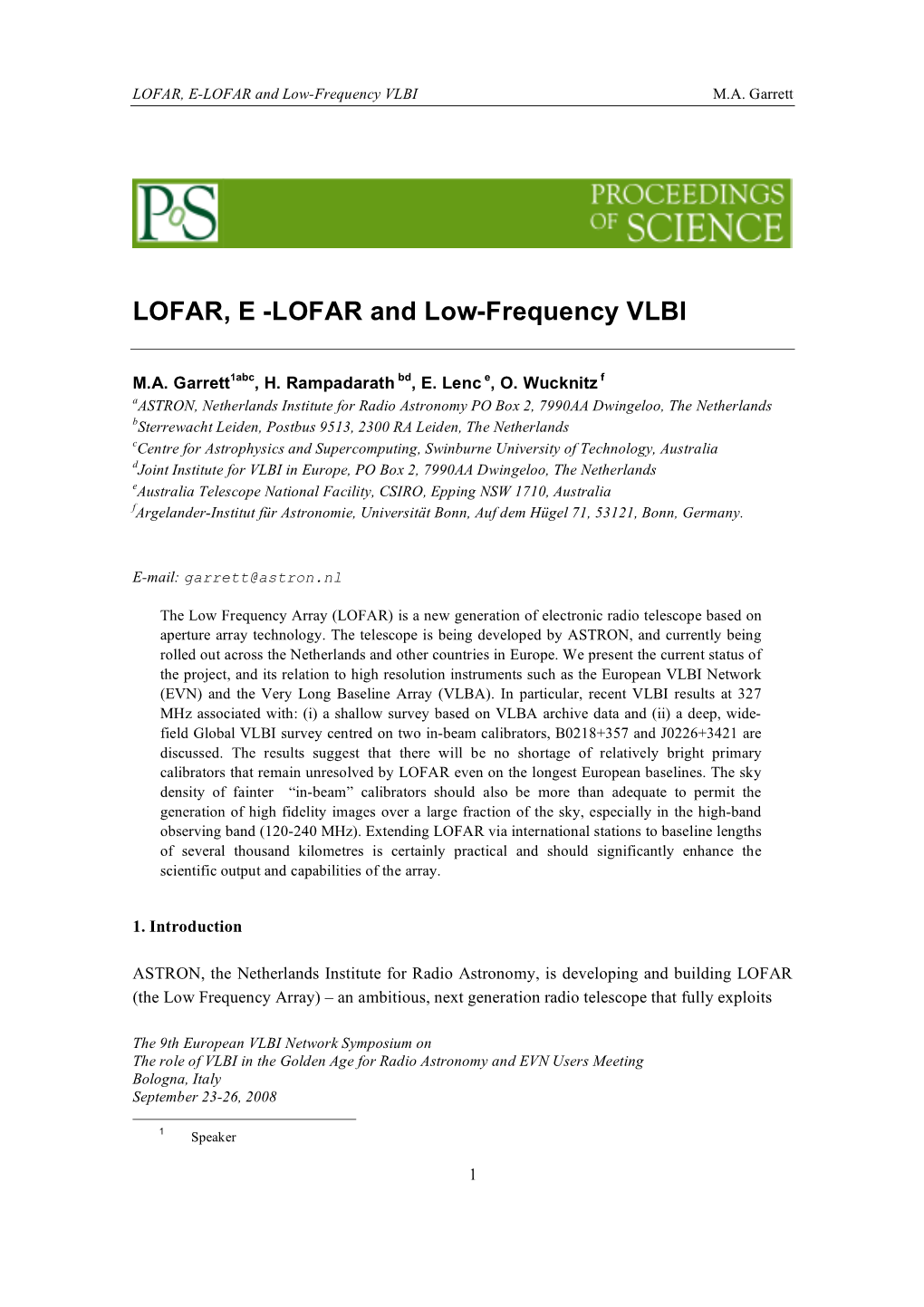 LOFAR, E -LOFAR and Low-Frequency VLBI