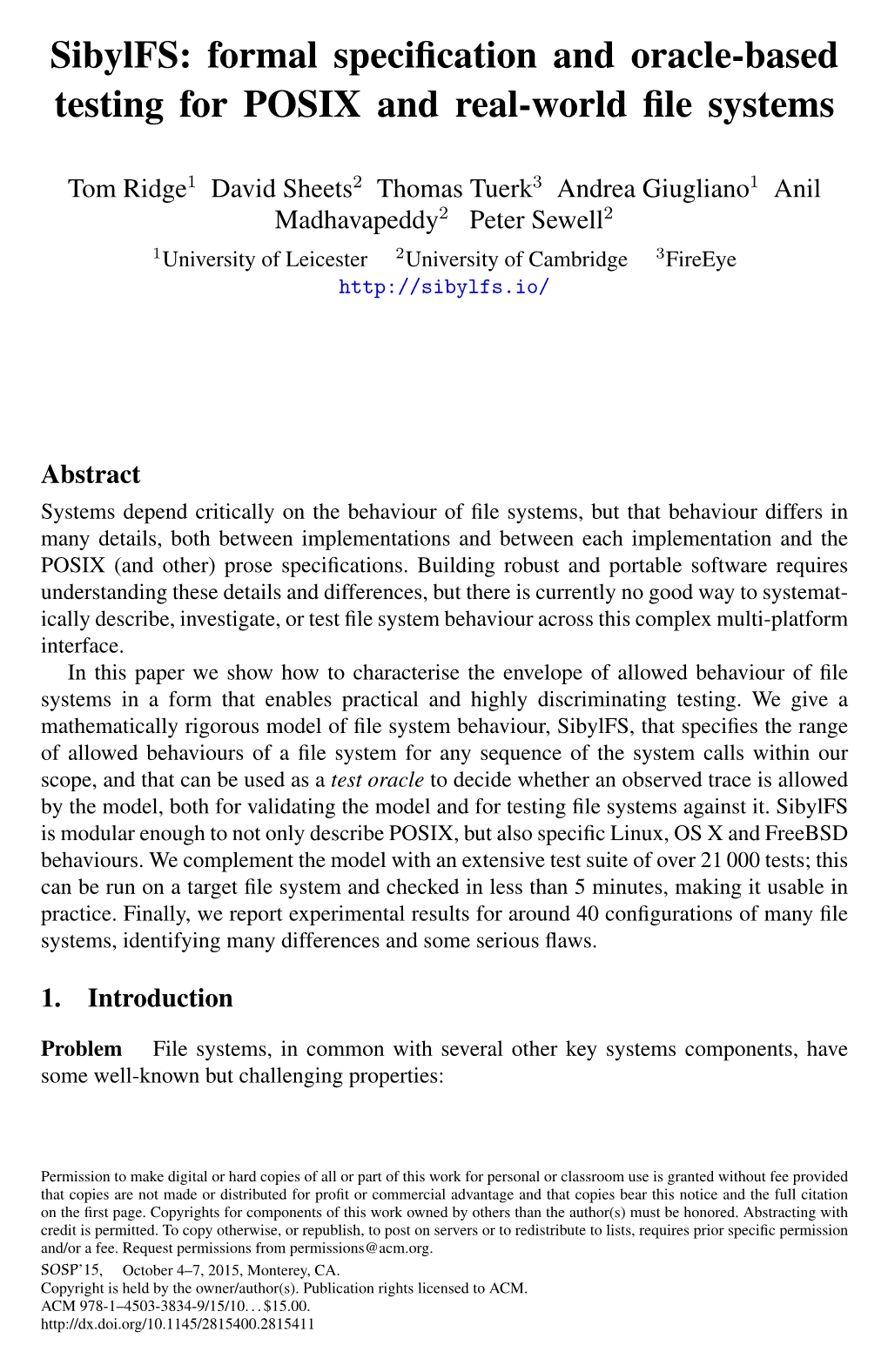 Formal Specification and Oracle-Based Testing for POSIX and Real-World File Systems