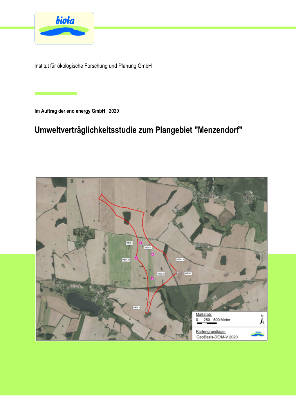 Umweltverträglichkeitsstudie Zum Plangebiet "Menzendorf"