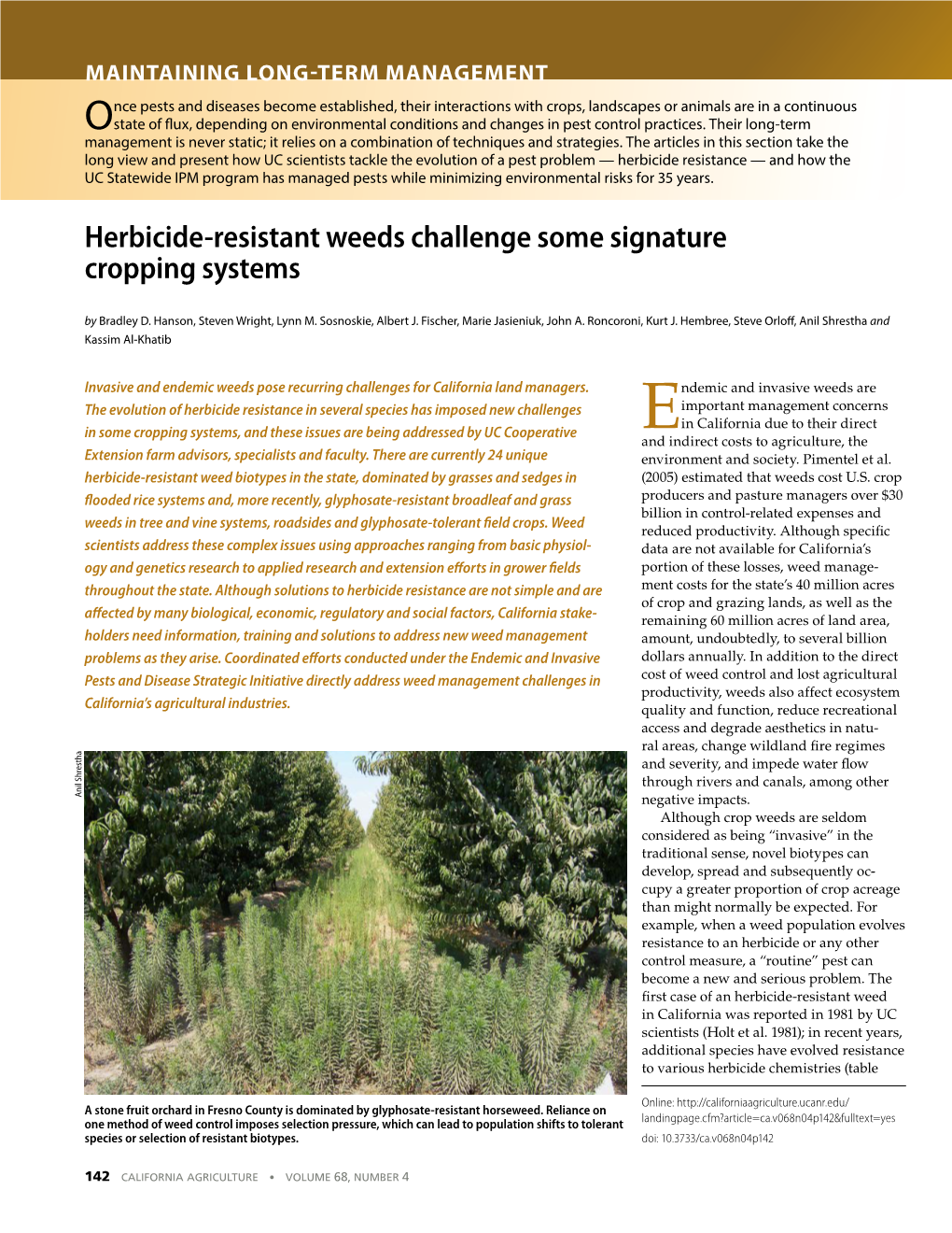 Herbicide-Resistant Weeds Challenge Some Signature Cropping Systems