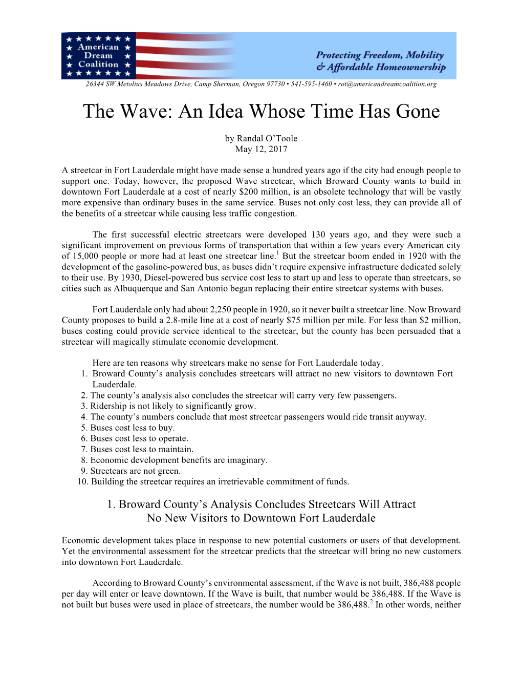 The Wave: an Idea Whose Time Has Gone