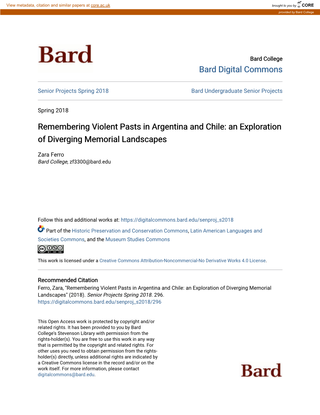 Remembering Violent Pasts in Argentina and Chile: an Exploration of Diverging Memorial Landscapes