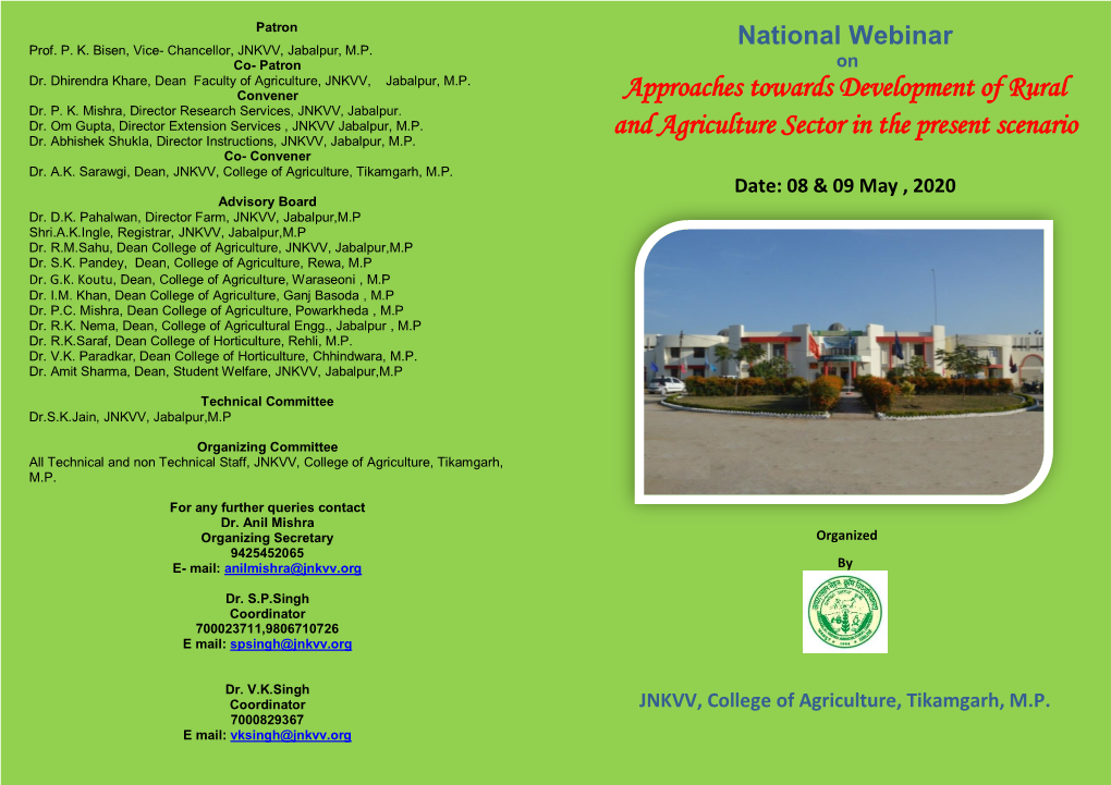 Approaches Towards Development of Rural and Agriculture Sector in The