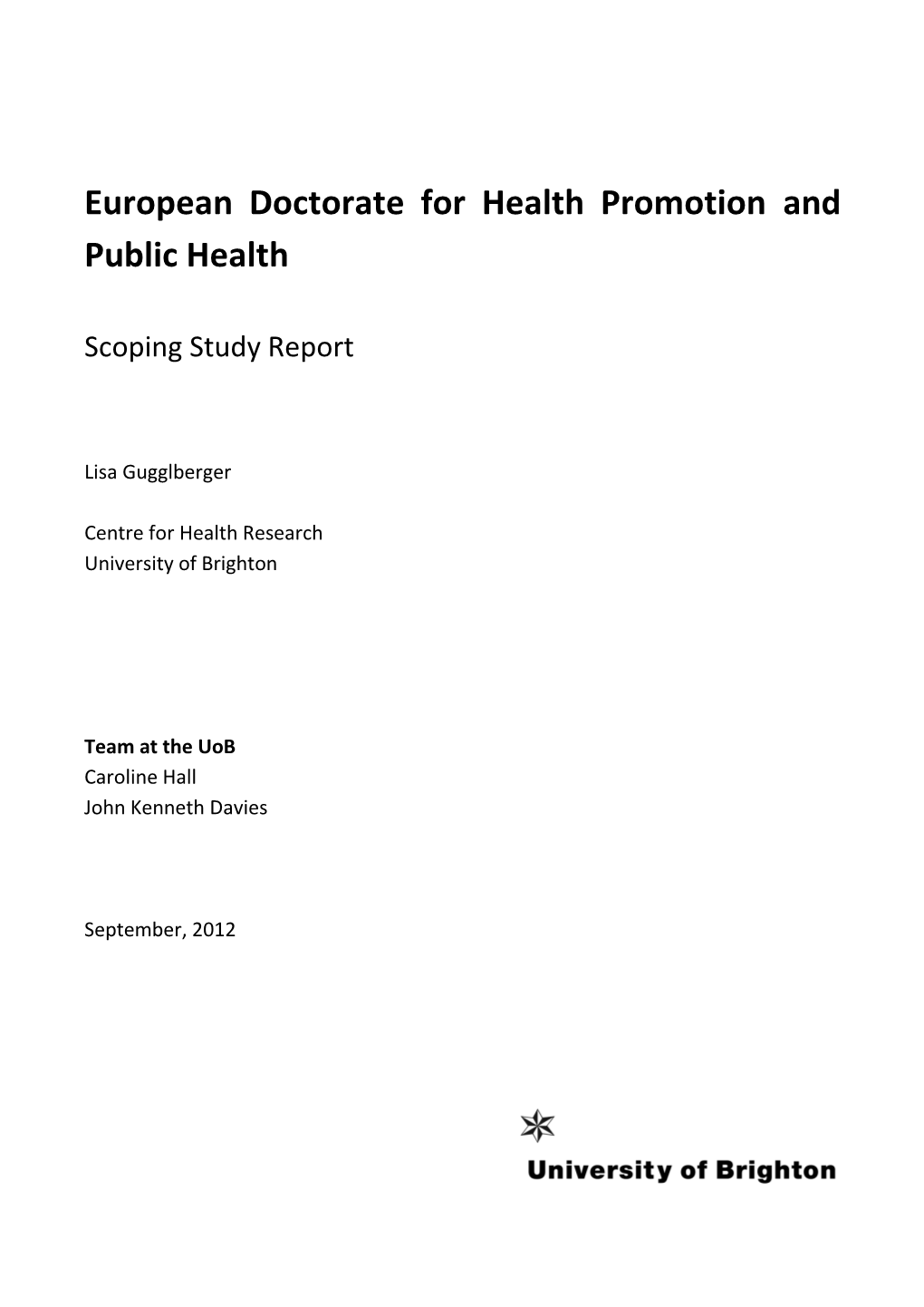 European Doctorate for Health Promotion and Public Health