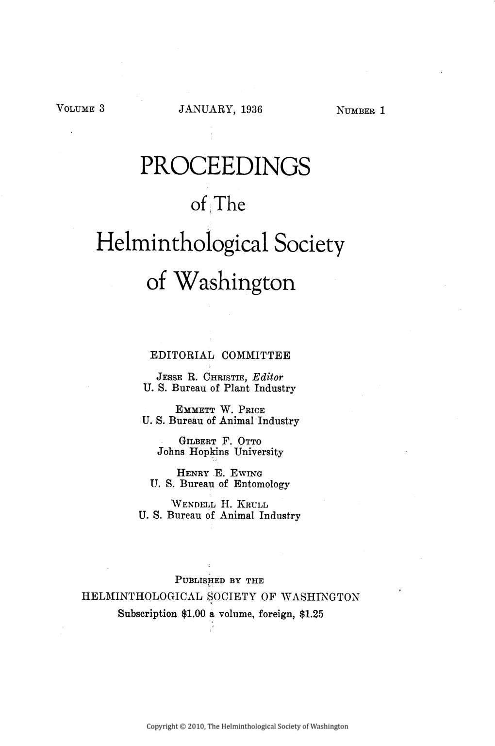 Proceedings of the Helminthological Society of Washington 3(1) 1936