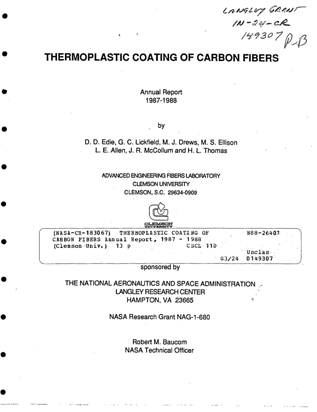 Thermoplastic Coating of Carbon Fibers