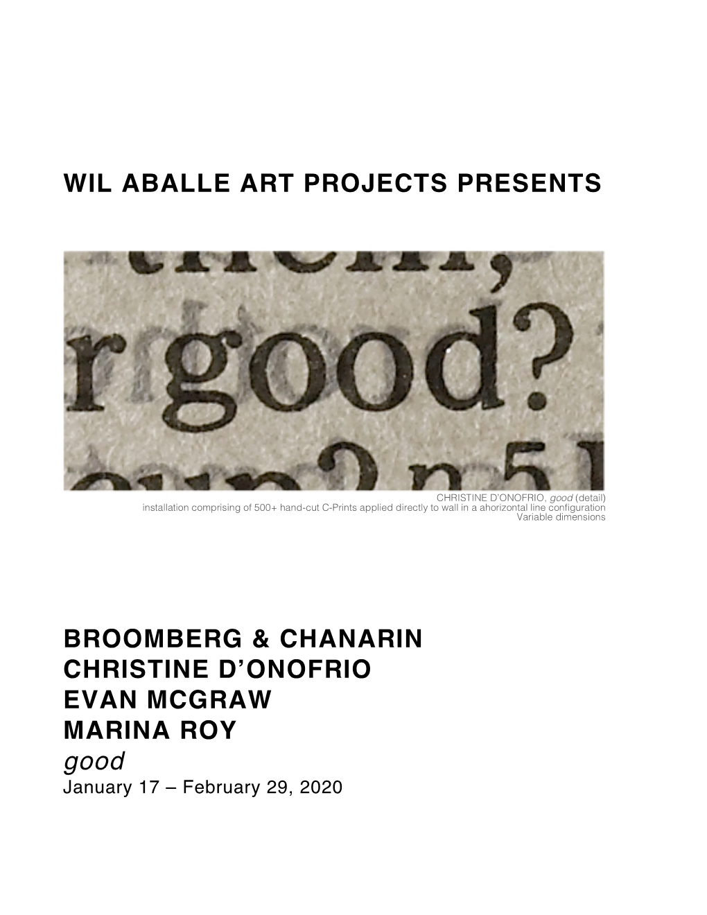 Wil Aballe Art Projects Presents Broomberg