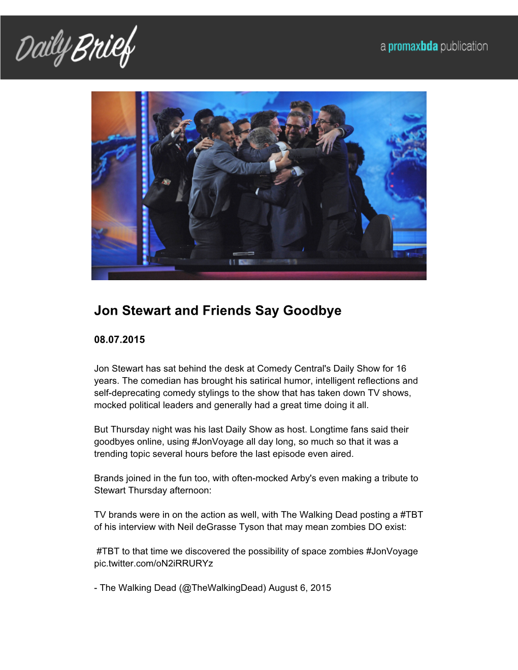 Jon Stewart and Friends Say Goodbye