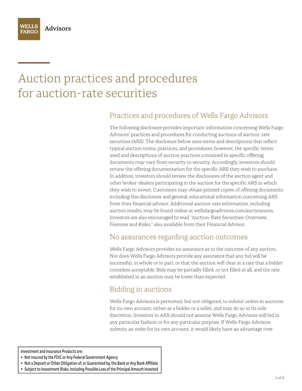 Auction Practices and Procedures for Auction-Rate Securities