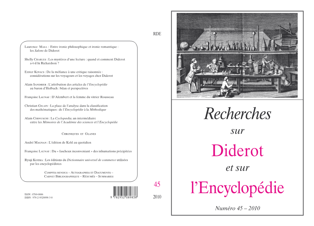 Recherches Diderot L'encyclopédie