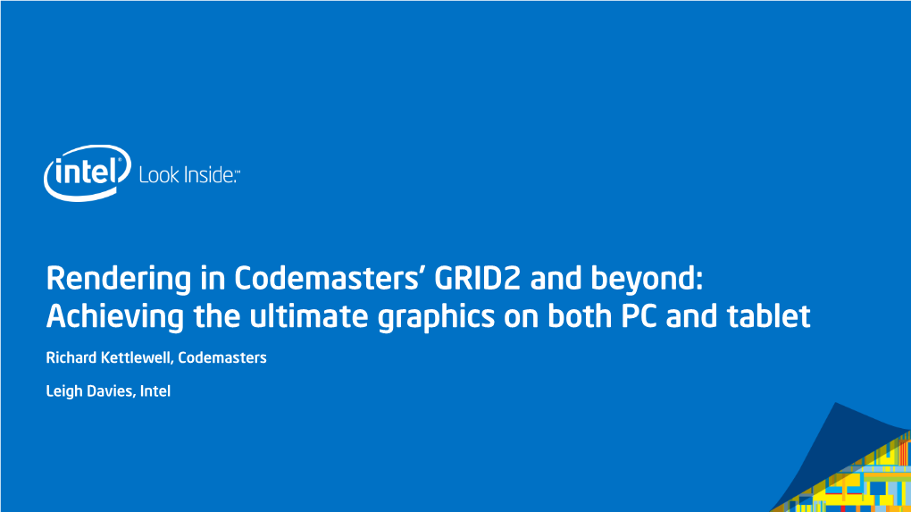 Rendering in Codemasters' GRID2 and Beyond