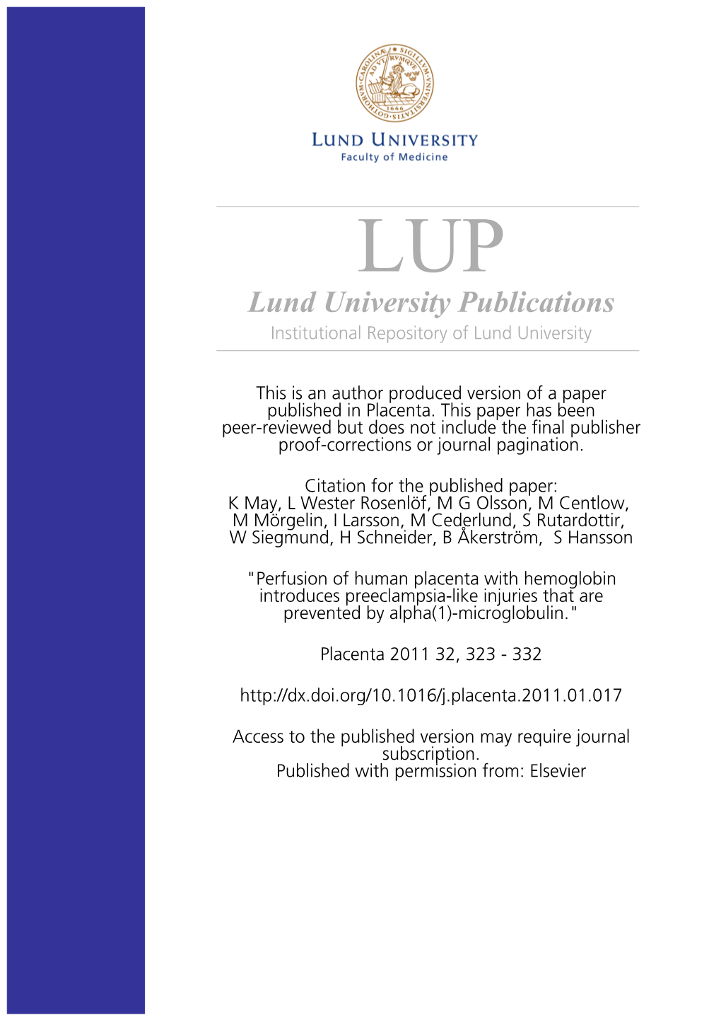 Lund University Publications Institutional Repository of Lund University