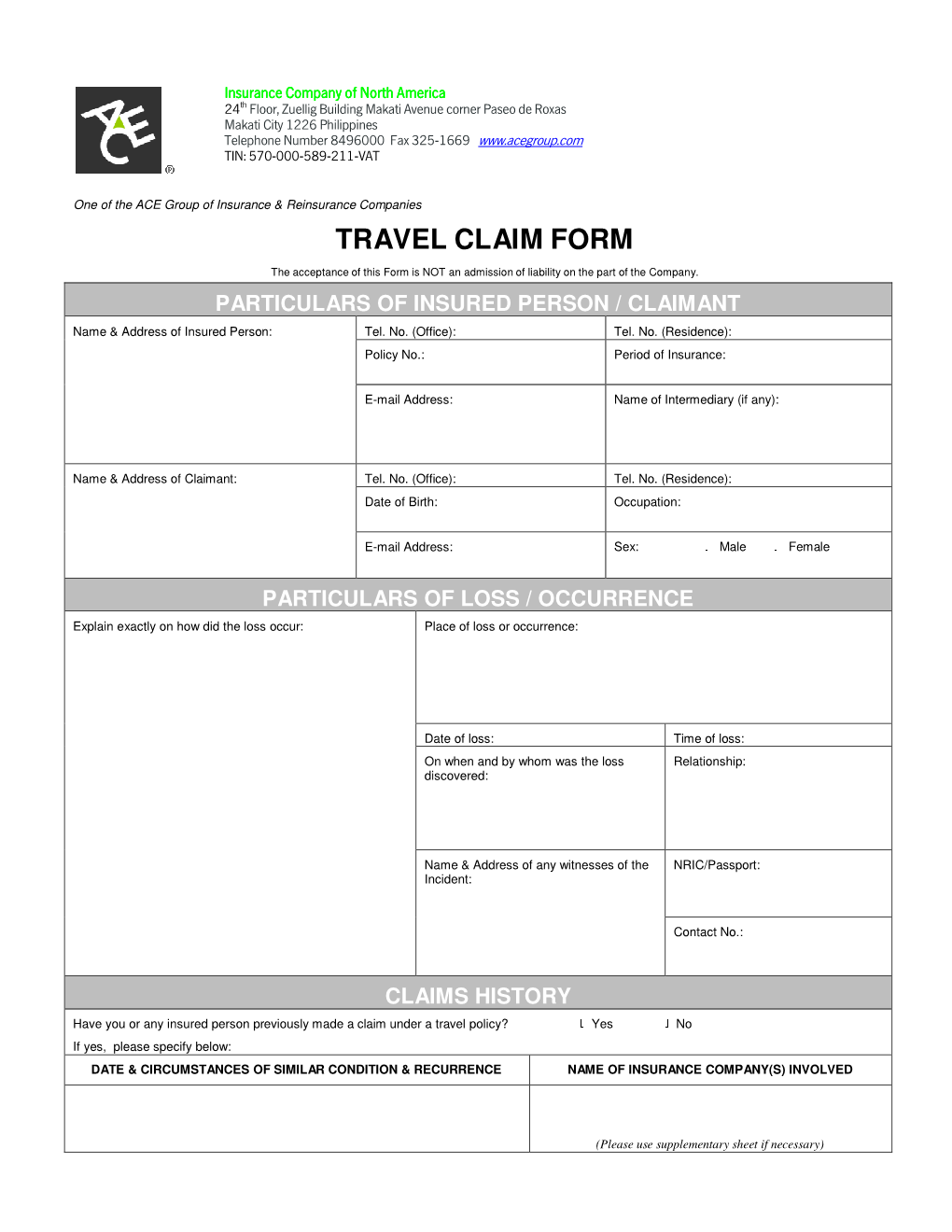 Travel Claim Form