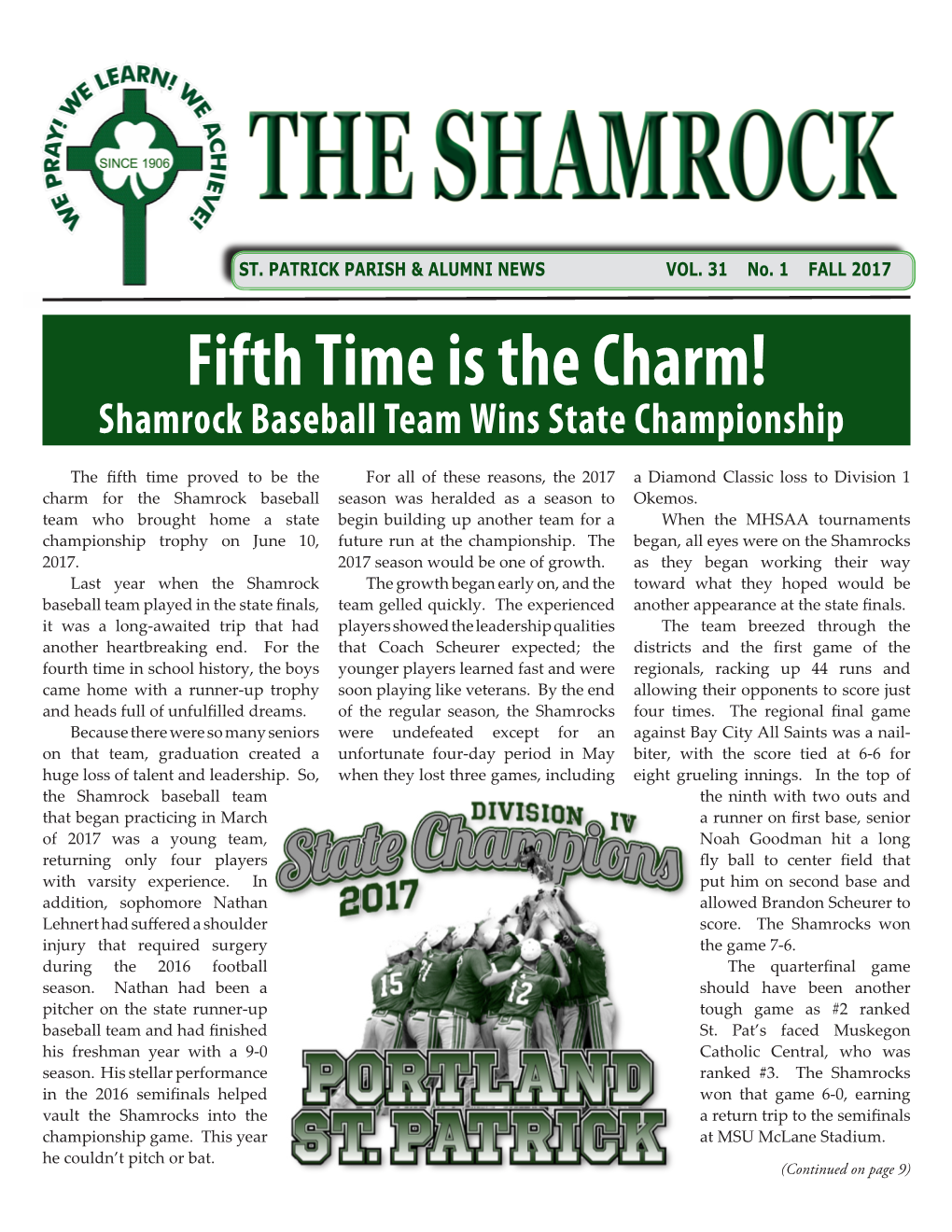 Fifth Time Is the Charm! Shamrock Baseball Team Wins State Championship!