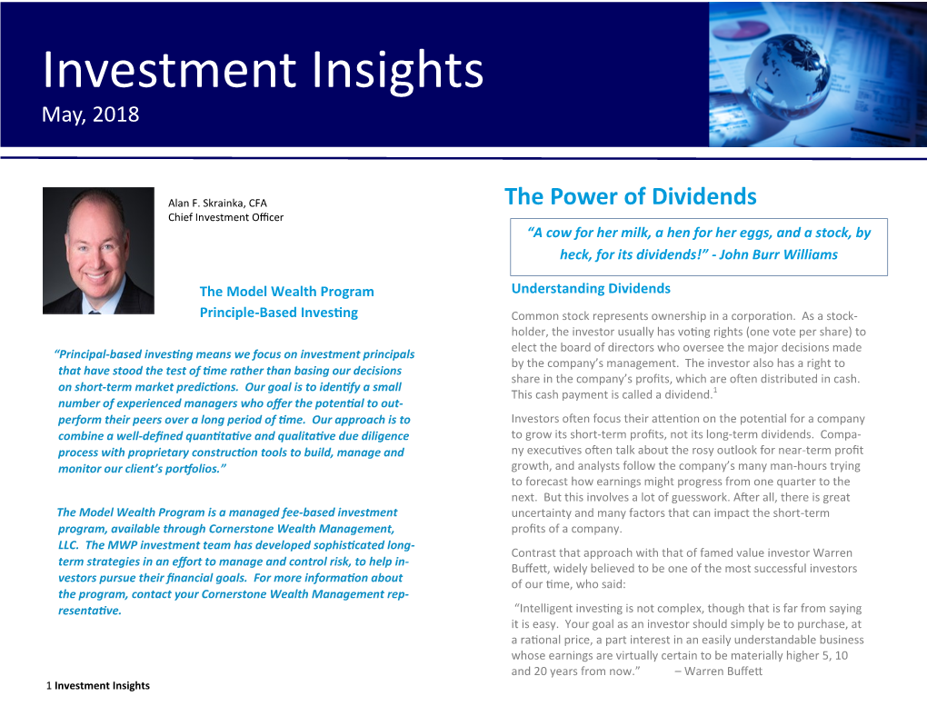 Investment Insights Investmentdecember,2017 Insights May, 2018