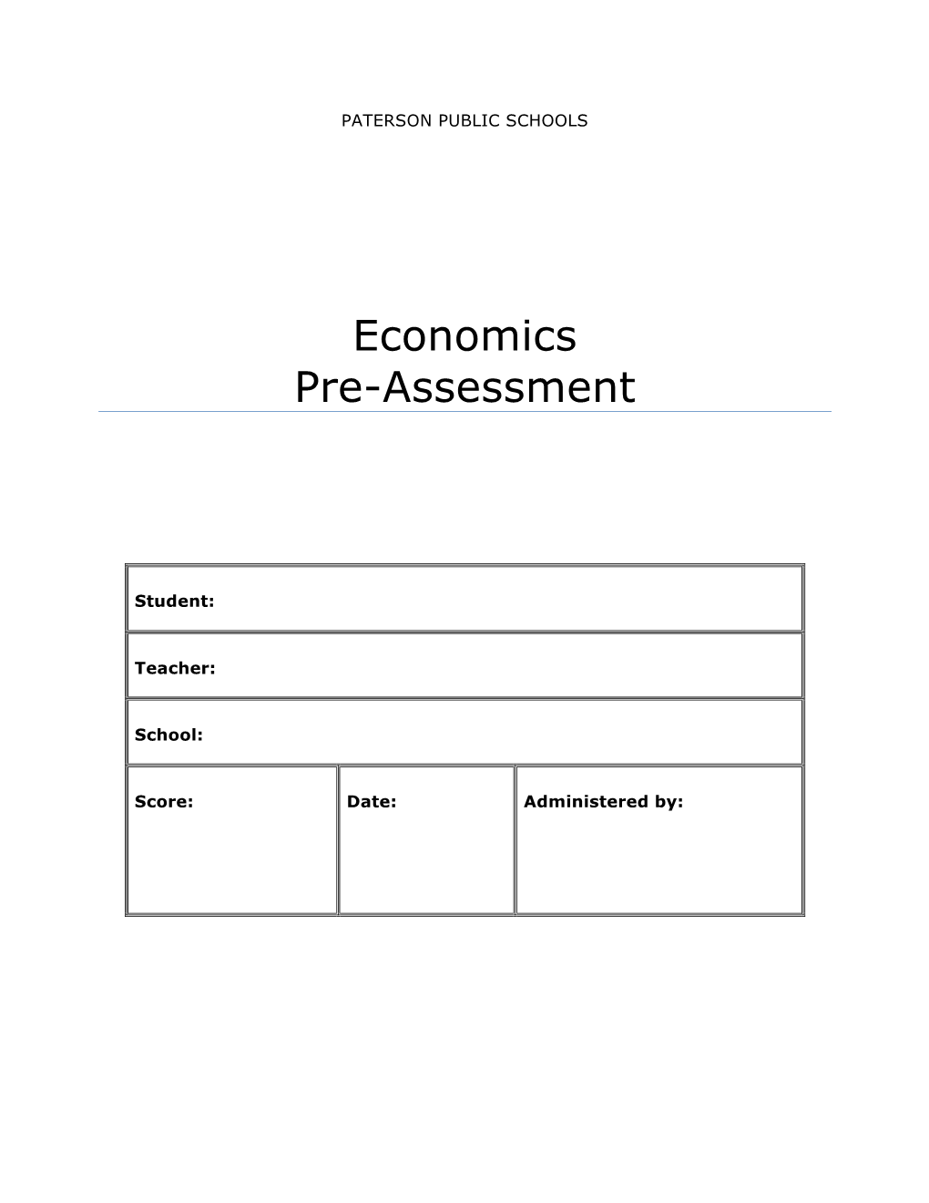 Economics Pre-Assessment
