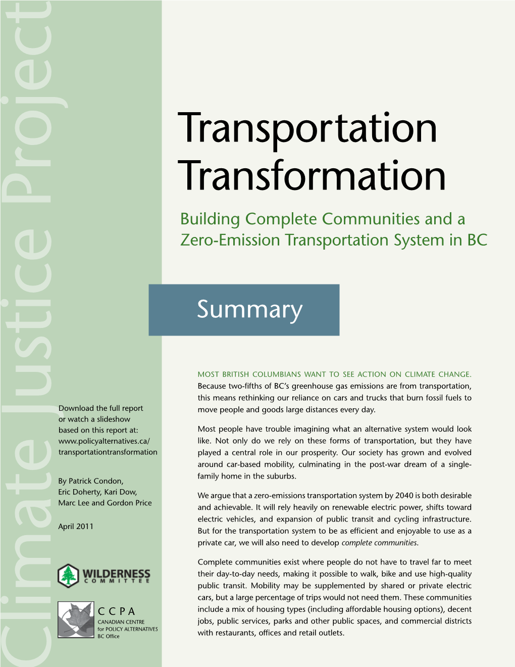 Transportation Transformation — SUMMARY