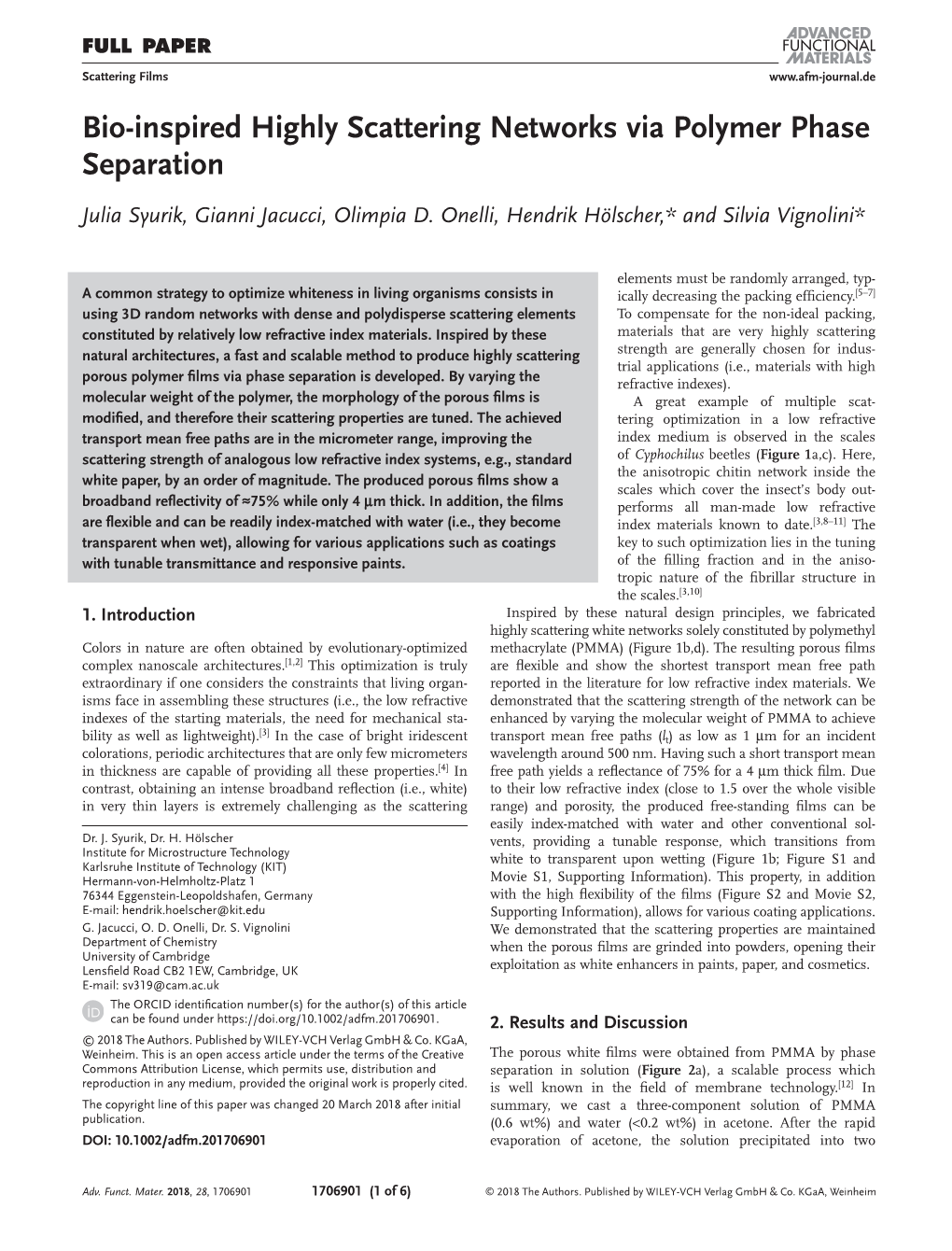 Inspired Highly Scattering Networks Via Polymer Phase Separation