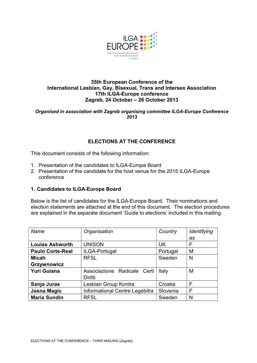 Elections at the Conference