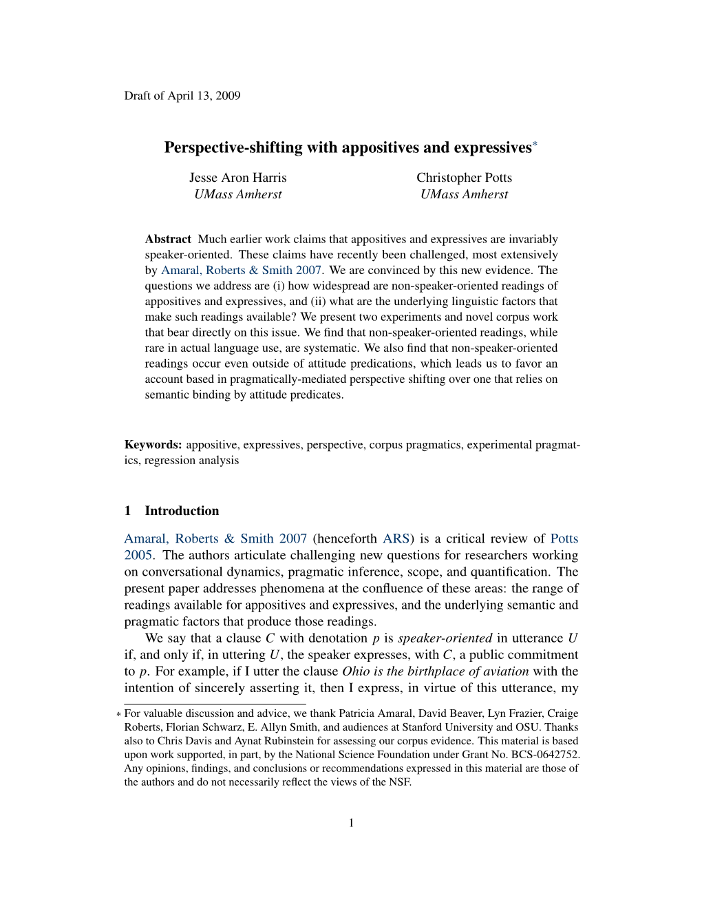 Perspective-Shifting with Appositives and Expressives∗