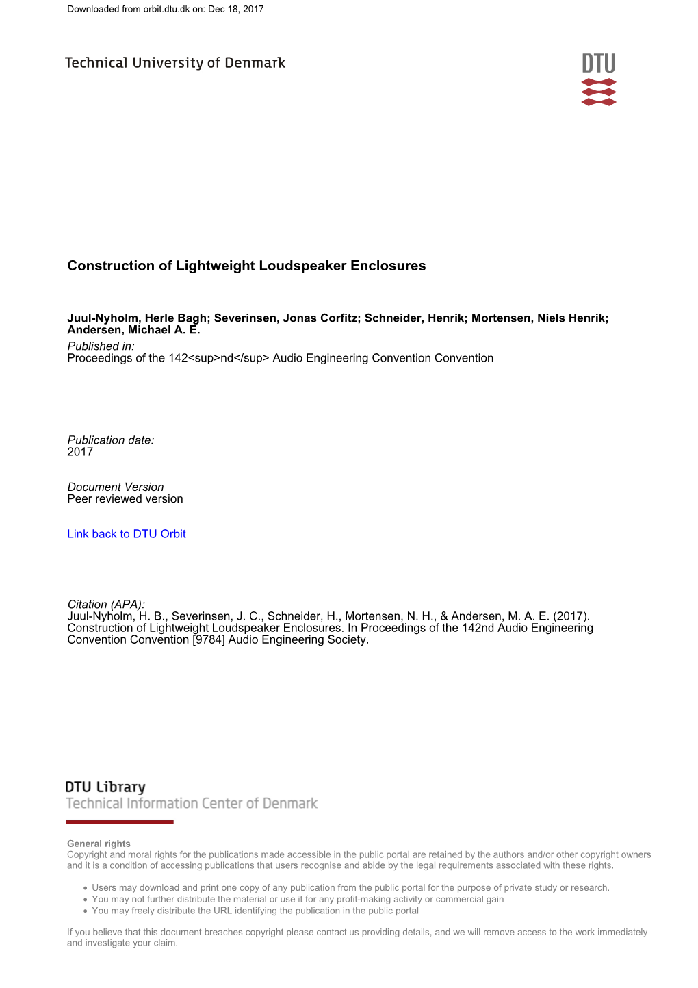 Construction of Lightweight Loudspeaker Enclosures