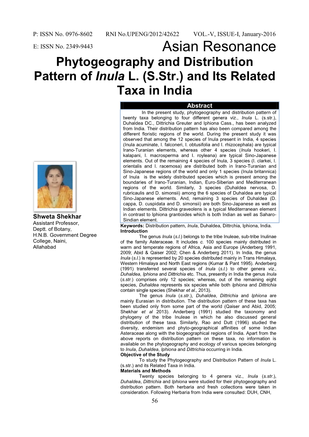 Phytogeography and Distribution Pattern of Inula L