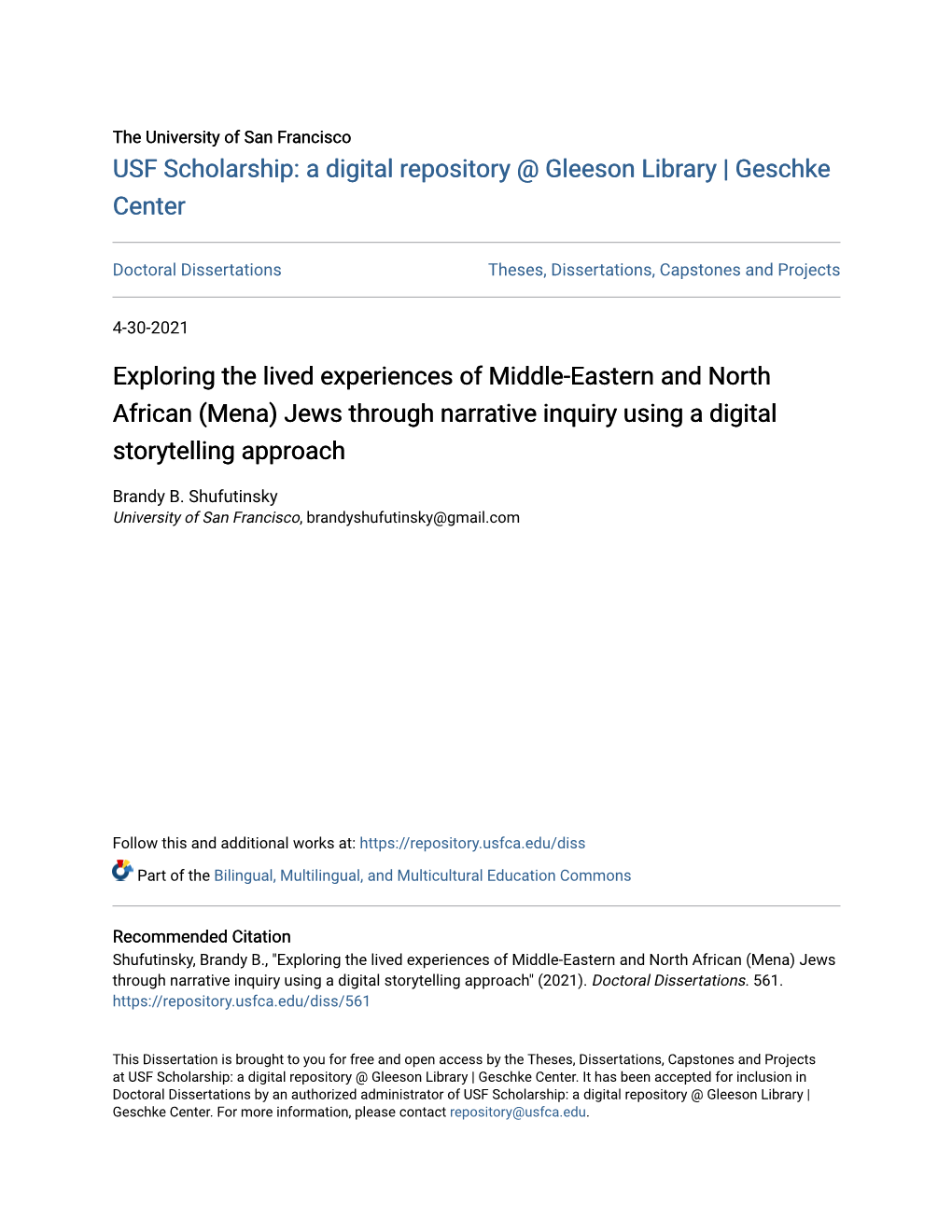 (Mena) Jews Through Narrative Inquiry Using a Digital Storytelling Approach