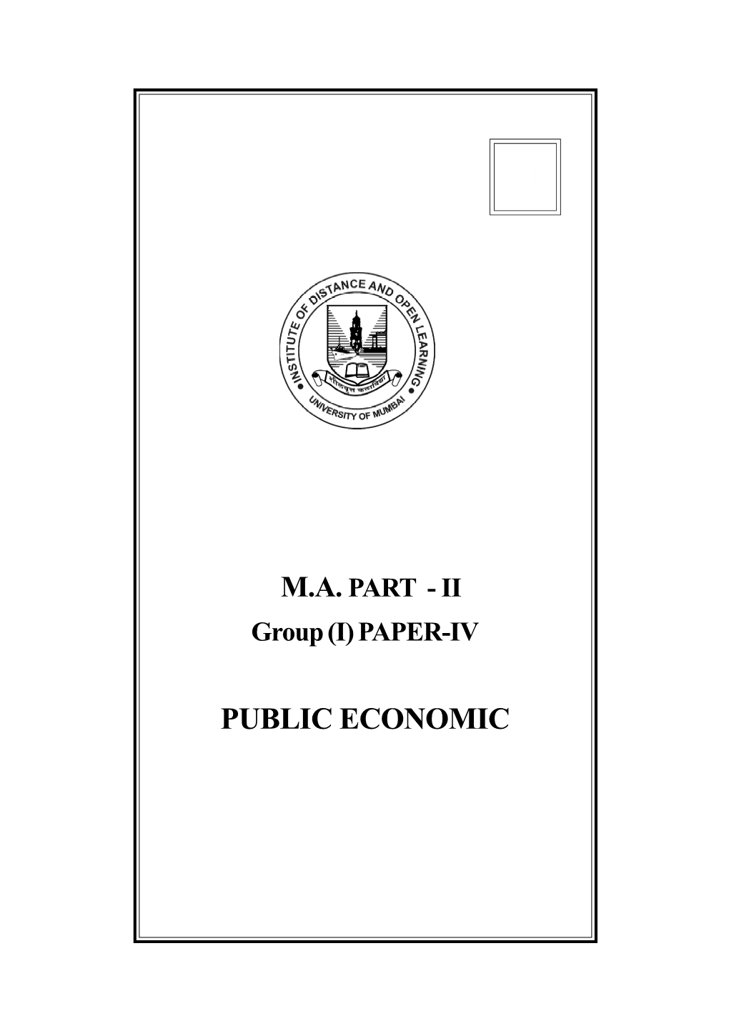 Public Economic © University of Mumbai