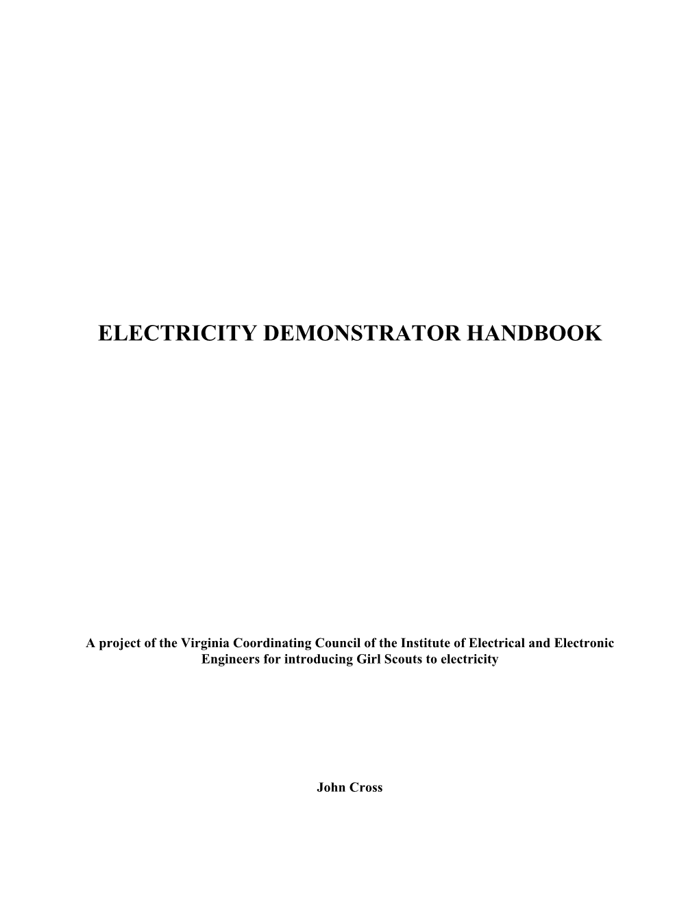 Electricity Demonstrator Handbook