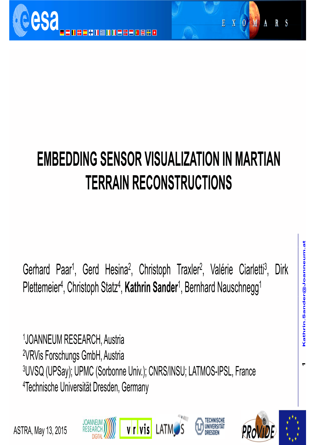 EMBEDDING SENSOR VISUALIZATION in MARTIAN TERRAIN RECONSTRUCTIONS At