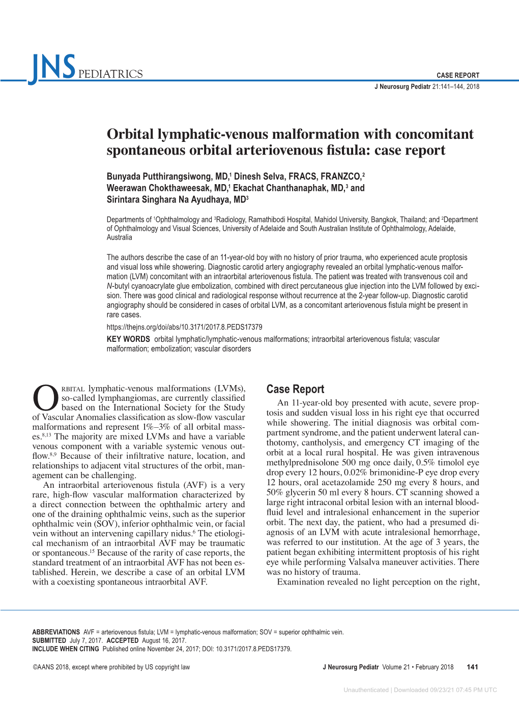 Orbital Lymphatic-Venous Malformation with Concomitant Spontaneous Orbital Arteriovenous Fistula: Case Report