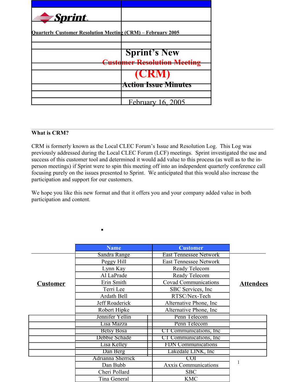 Denver CLEC Unbundled Loop Forum – Held On May 8, 2001